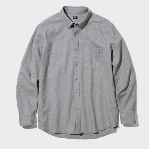 UNIQLO Grey Flannel Button Up - Picture 1 of 8